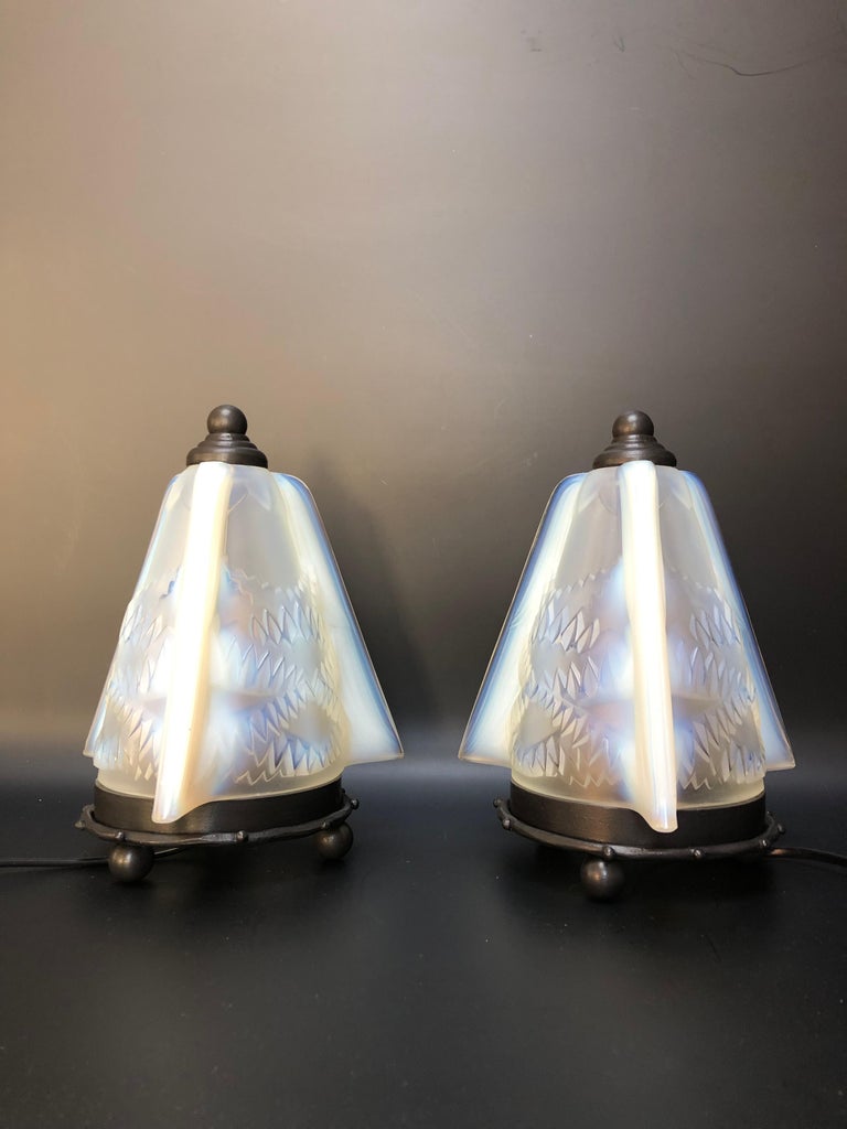 Ranc Frères Pair of Art Deco Night Lights For Sale at 1stDibs