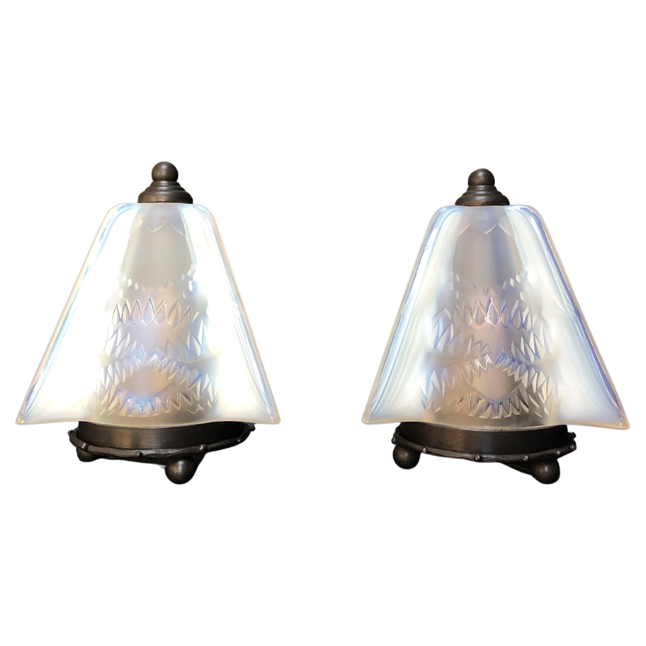 Ranc Frères Pair of Art Deco Night Lights For Sale