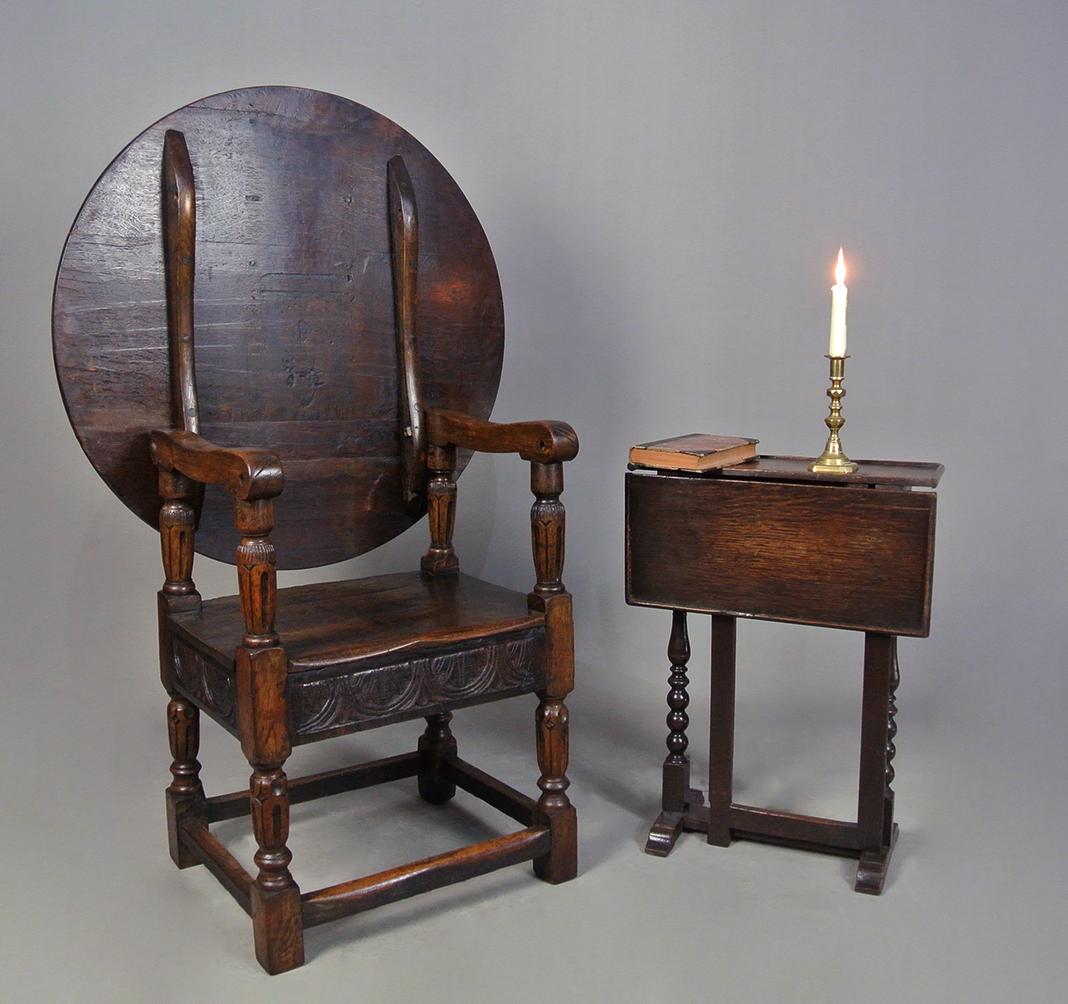 Good Oak Wainscot Chair Monk’s Table In Good Condition In Heathfield, GB