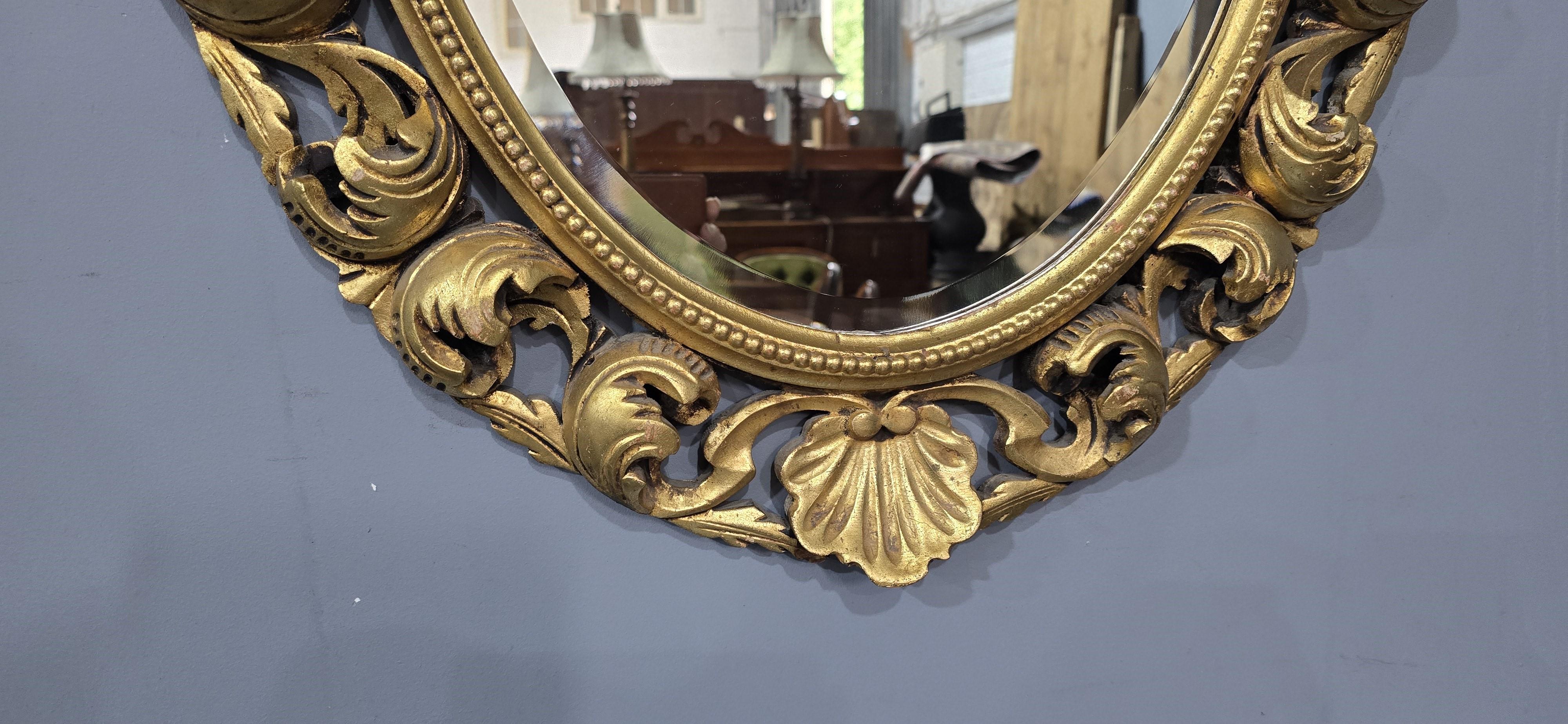 Rococo Good Oval Gilt Wall Mirror For Sale