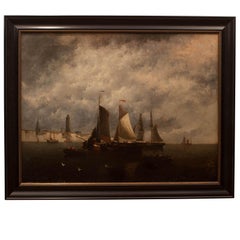 Good Painting of Ships off the Coast, Style of Old Masters, England, circa 1850
