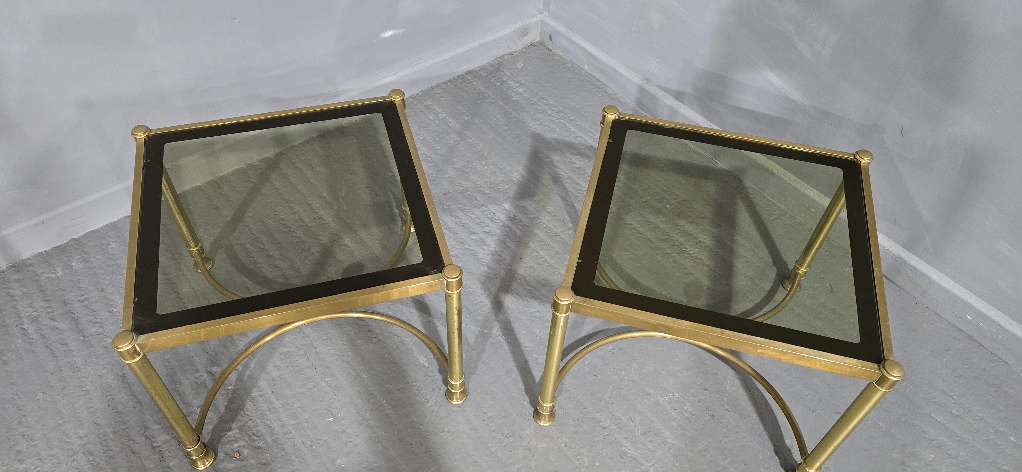 English Good Pair Brass End Lamp Tables For Sale