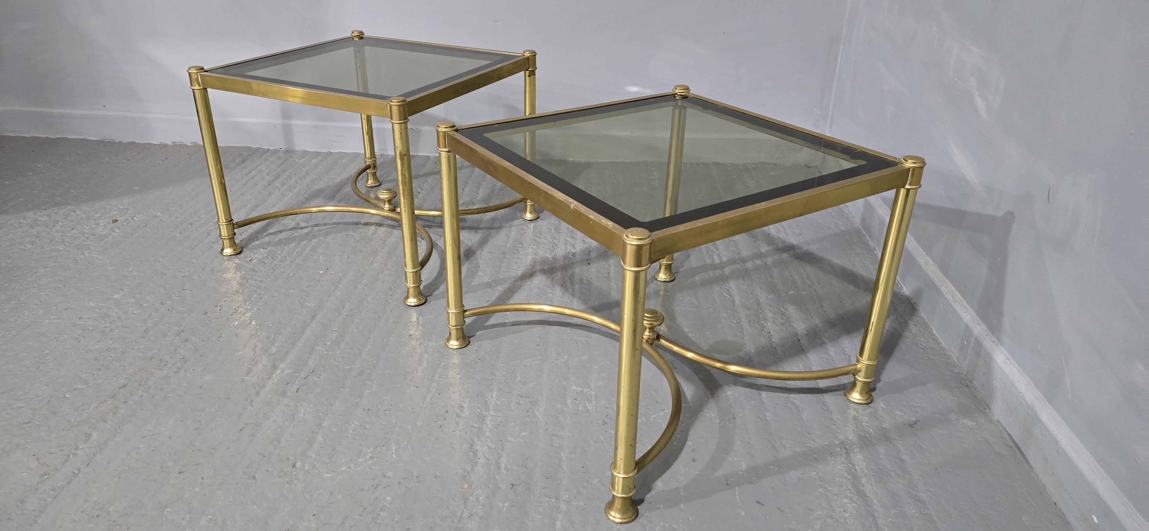 20th Century Good Pair Brass End Lamp Tables For Sale