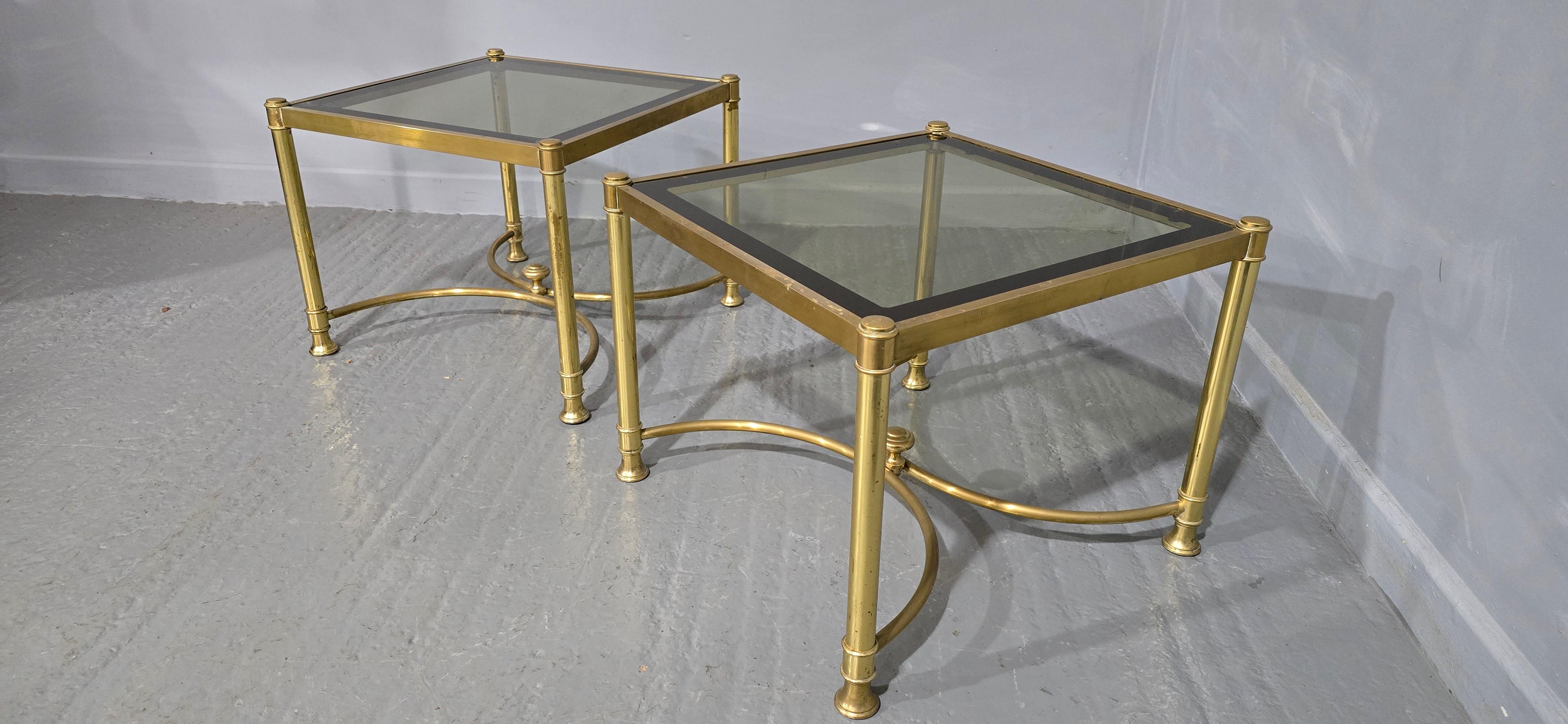 Good Pair Brass End Lamp Tables For Sale 1
