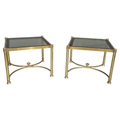Good Pair Brass End Lamp Tables