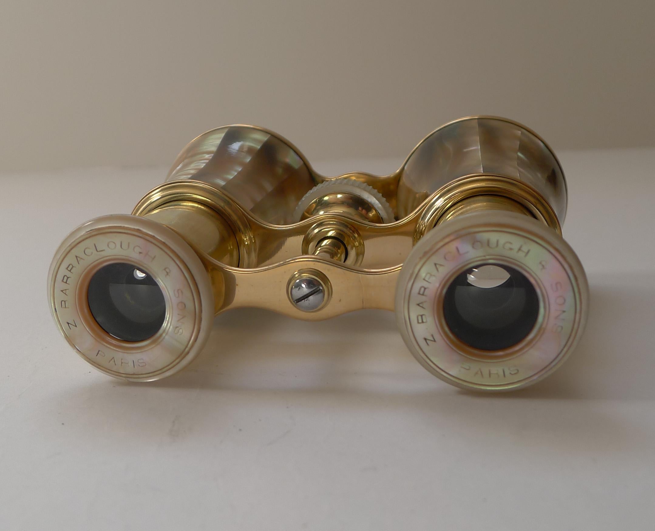 Good Pair French Cased Mother of Pearl Opera Glasses, c.1900 2