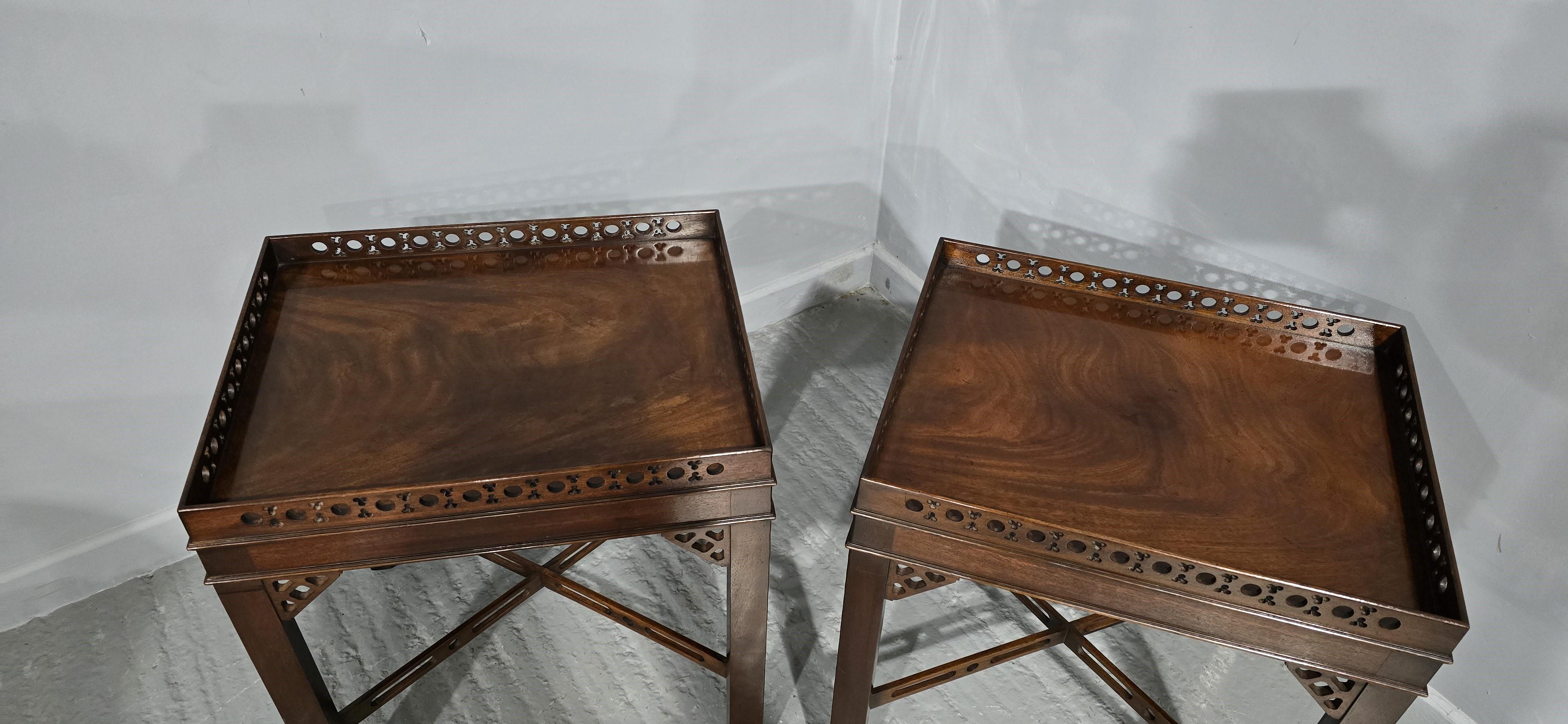 Chippendale Good Pair Mahogany Lamp Tables For Sale