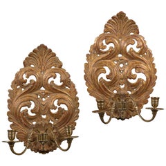 Antique Good Pair of Charles II Giltwood Wall Sconces