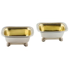 Antique Good Pair of Chinese Export Silver Salts in the Regency Taste