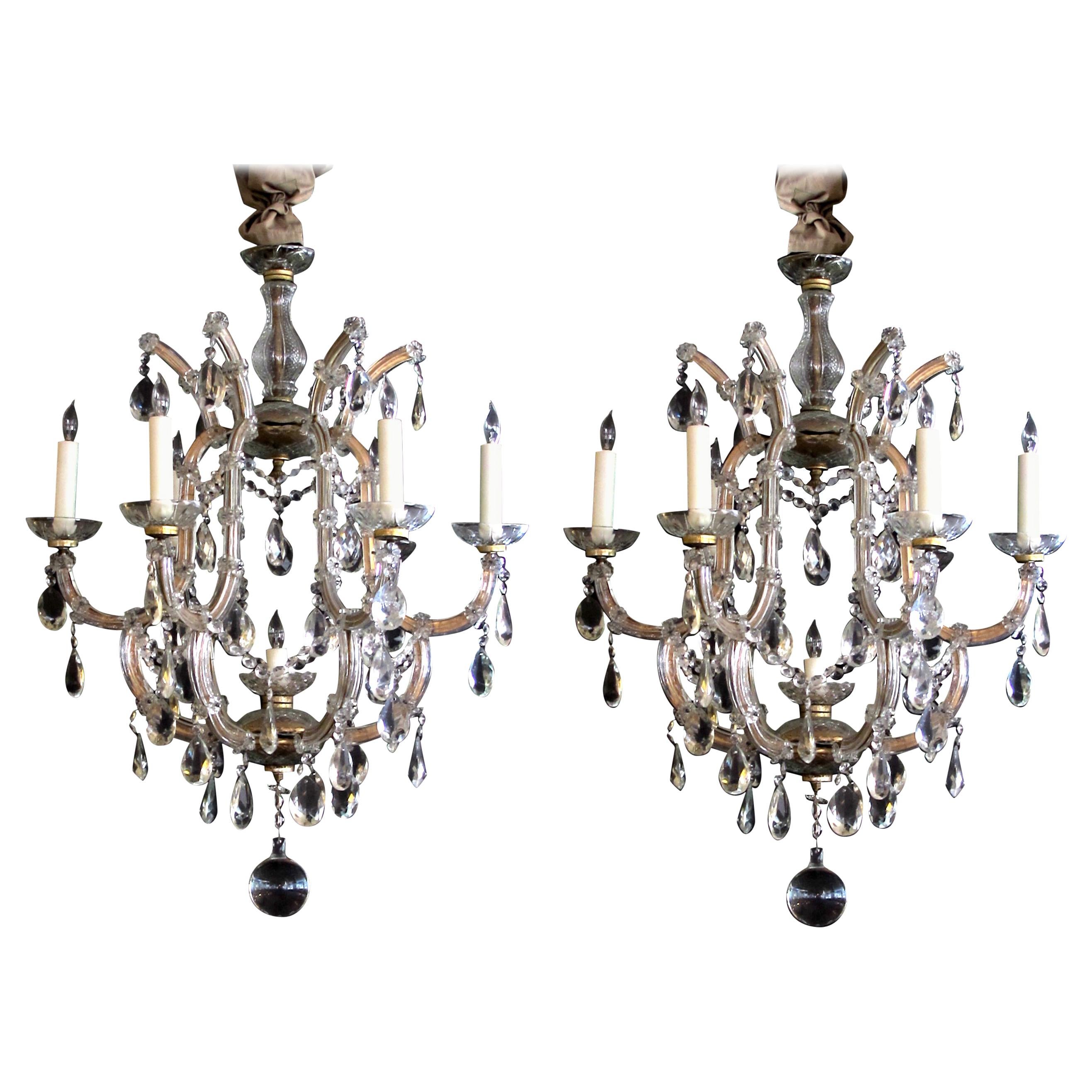 Good Pair of Continental Maria Theresa Basket-From Glass and Crystal Chandeliers