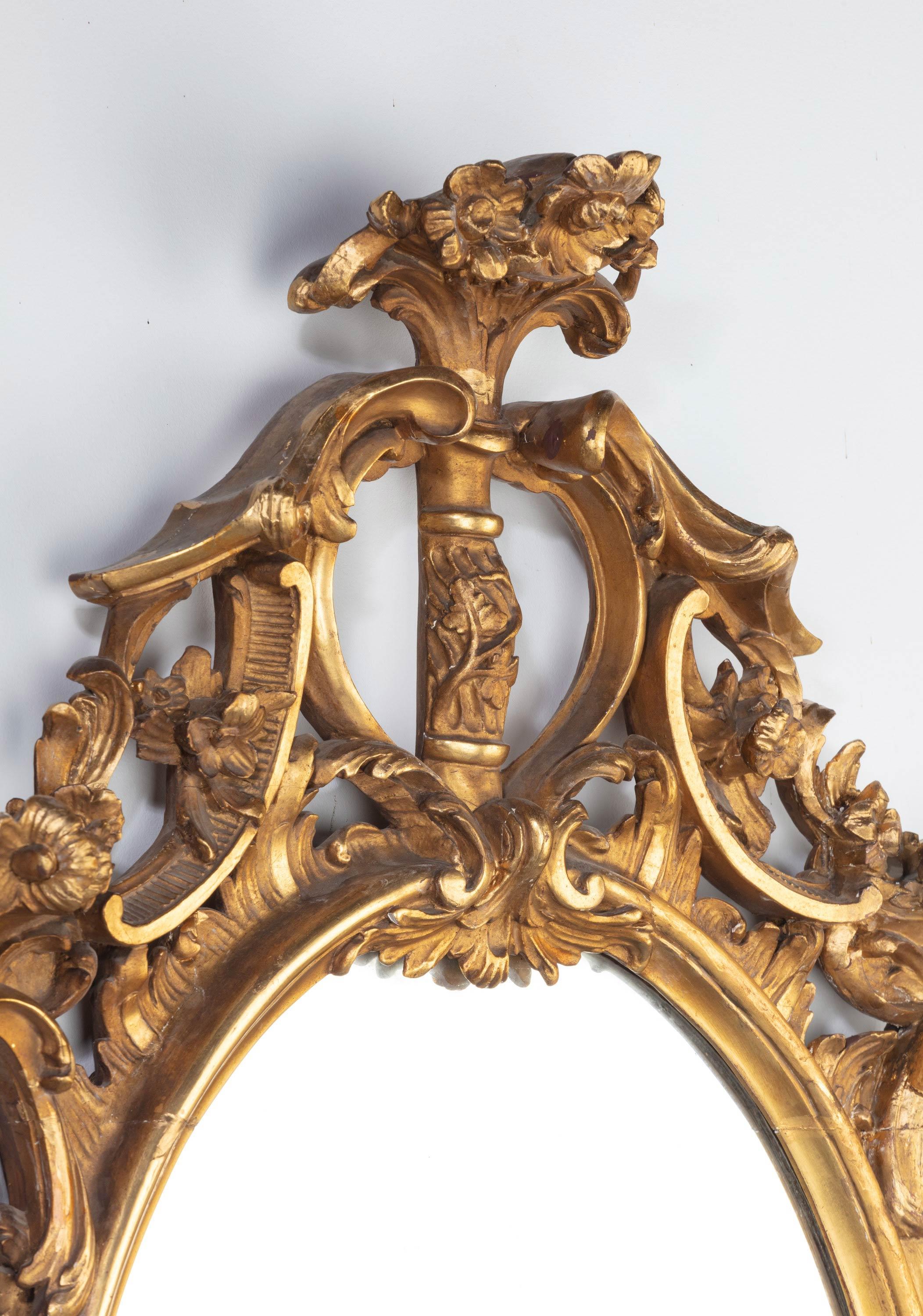 English Good Pair of Oval, George III Period, Giltwood Mirrors