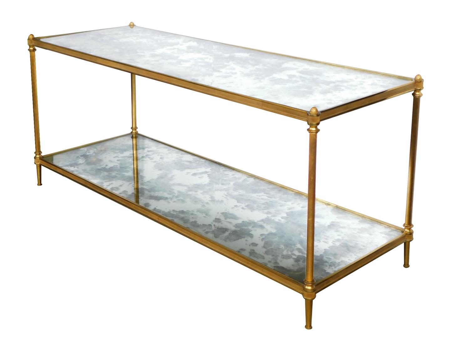 Mid-20th Century Good Quality 1960s Maison Jansen Gilt-Bronze and Mirrored 2-Tier Coffee Table