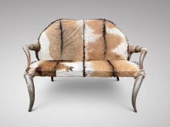 Good Quality Antique Horn and Animal Skin Settee Sofa