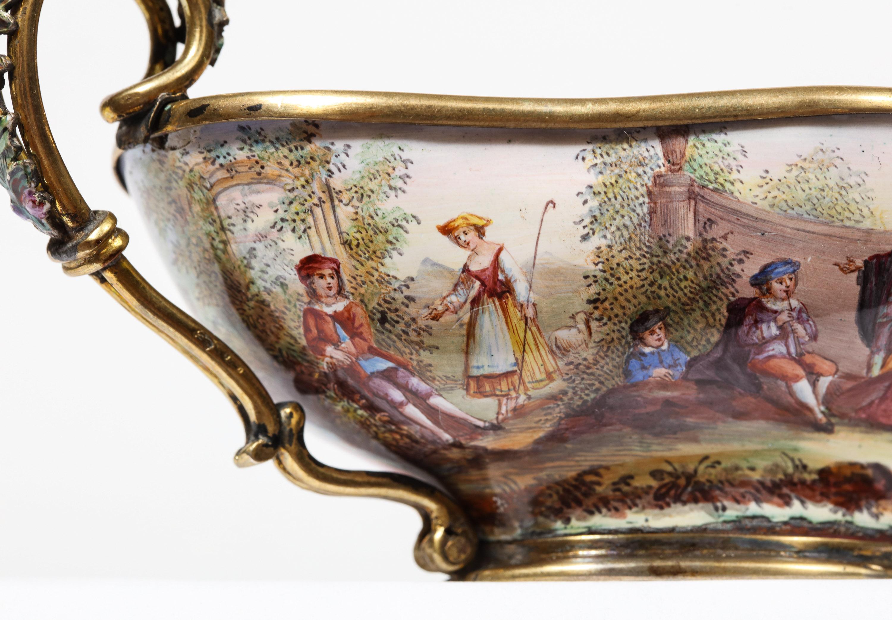 Good Quality Antique Silver-Mounted Viennese Enamel Bowl, Hermann Ratzersdorfer 6