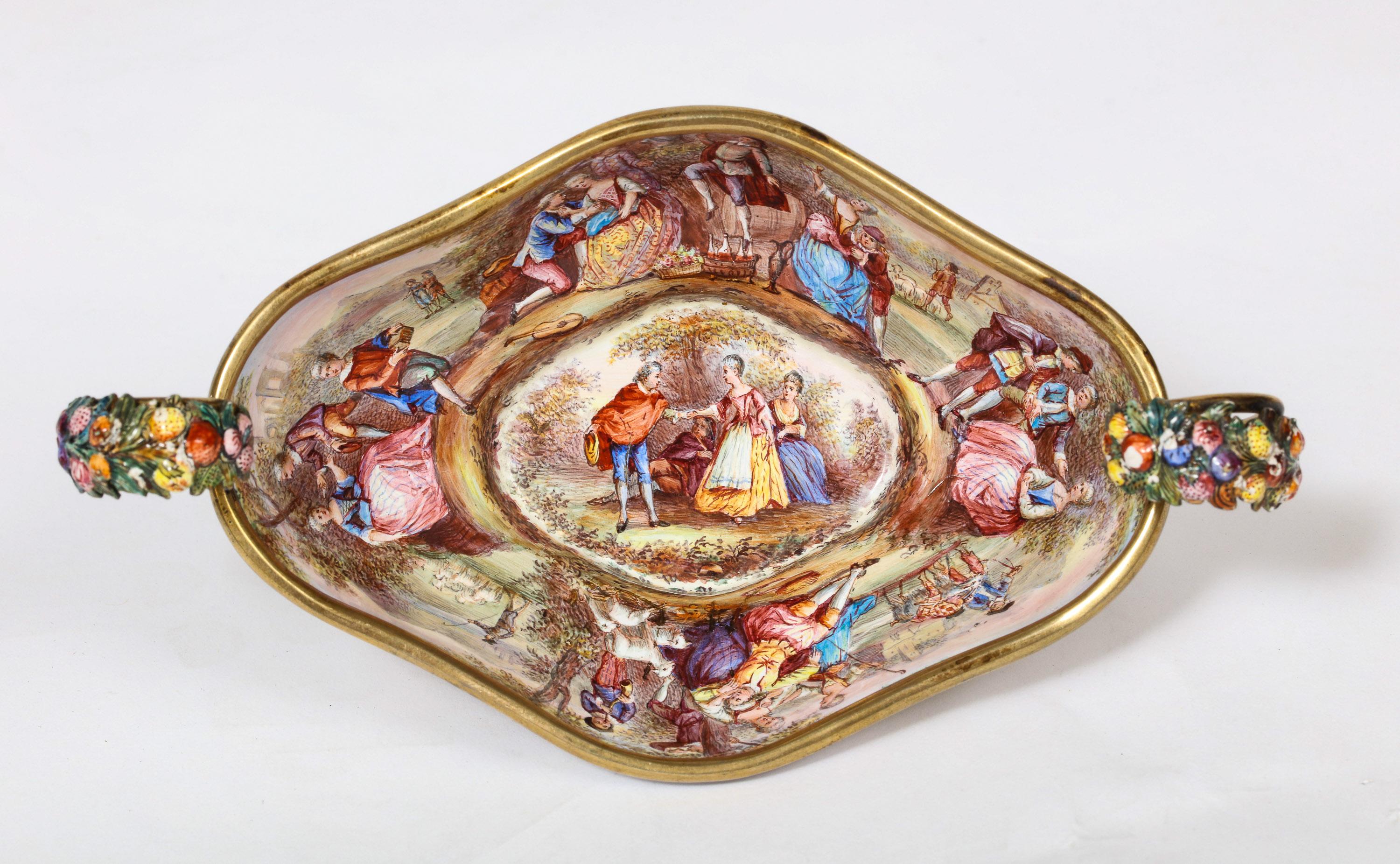 Good Quality Antique Silver-Mounted Viennese Enamel Bowl, Hermann Ratzersdorfer 11