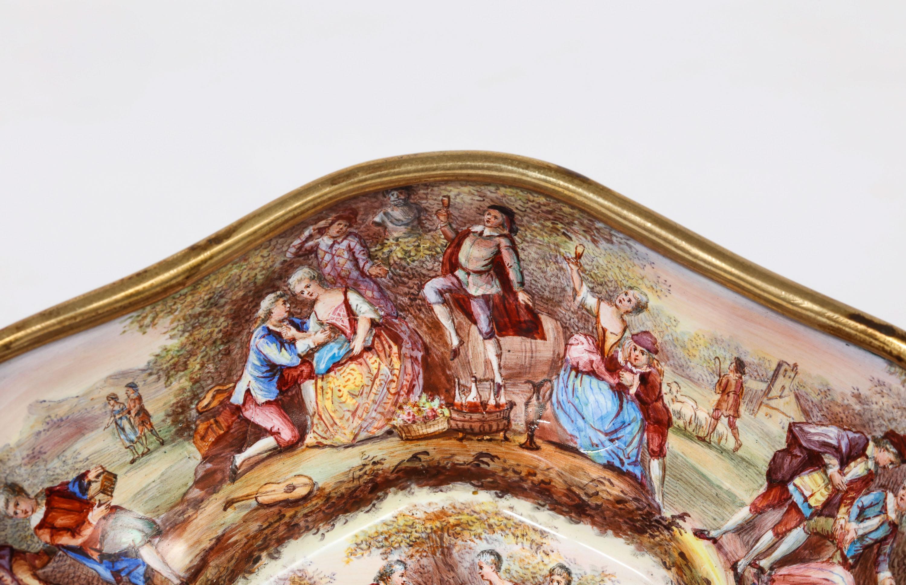 Good Quality Antique Silver-Mounted Viennese Enamel Bowl, Hermann Ratzersdorfer 13