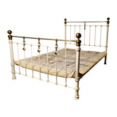 Vintage Good Quality Brass and Iron King Bed