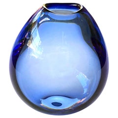 Good Quality Danish 1960s Blue Glass Teardrop Vase by Per Lutken for Holmegaard