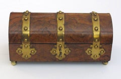 Good Quality English Victorian Domed Burl Walnut Box by Halstaff & Hannaford