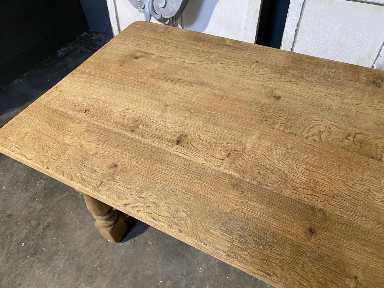 Good Quality French Bleached Oak Farmhouse Dining Table For Sale 7