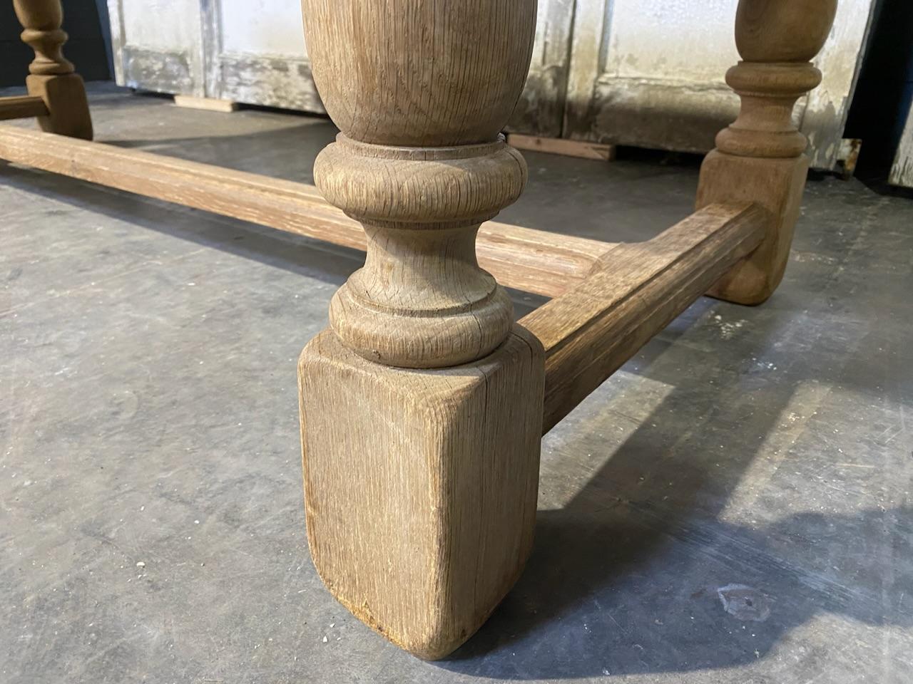 Good Quality French Bleached Oak Farmhouse Dining Table For Sale 9