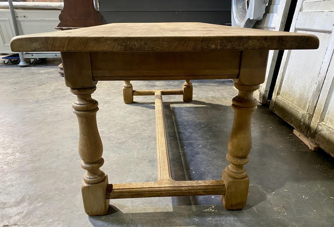 Good Quality French Bleached Oak Farmhouse Dining Table For Sale 3