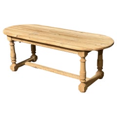 Antique Good Quality French Bleached Oak Farmhouse Dining Table 