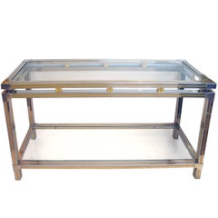 Good Quality French Chrome and Brass Console Table Designed by Guy Lefevre