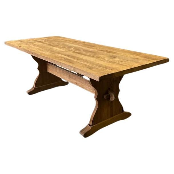 Good Quality French Deep Bleached Oak Farmhouse Dining Table For Sale