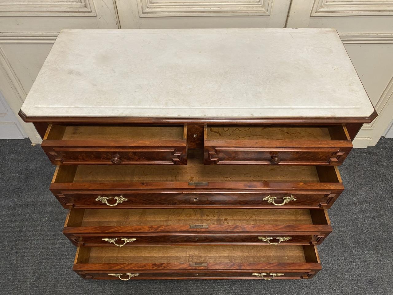 Good Quality French Marble Top Commode Chest of Drawers For Sale 2