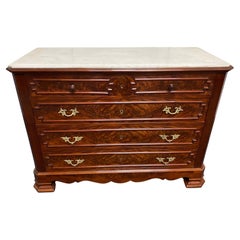 Antique Good Quality French Marble Top Commode Chest of Drawers