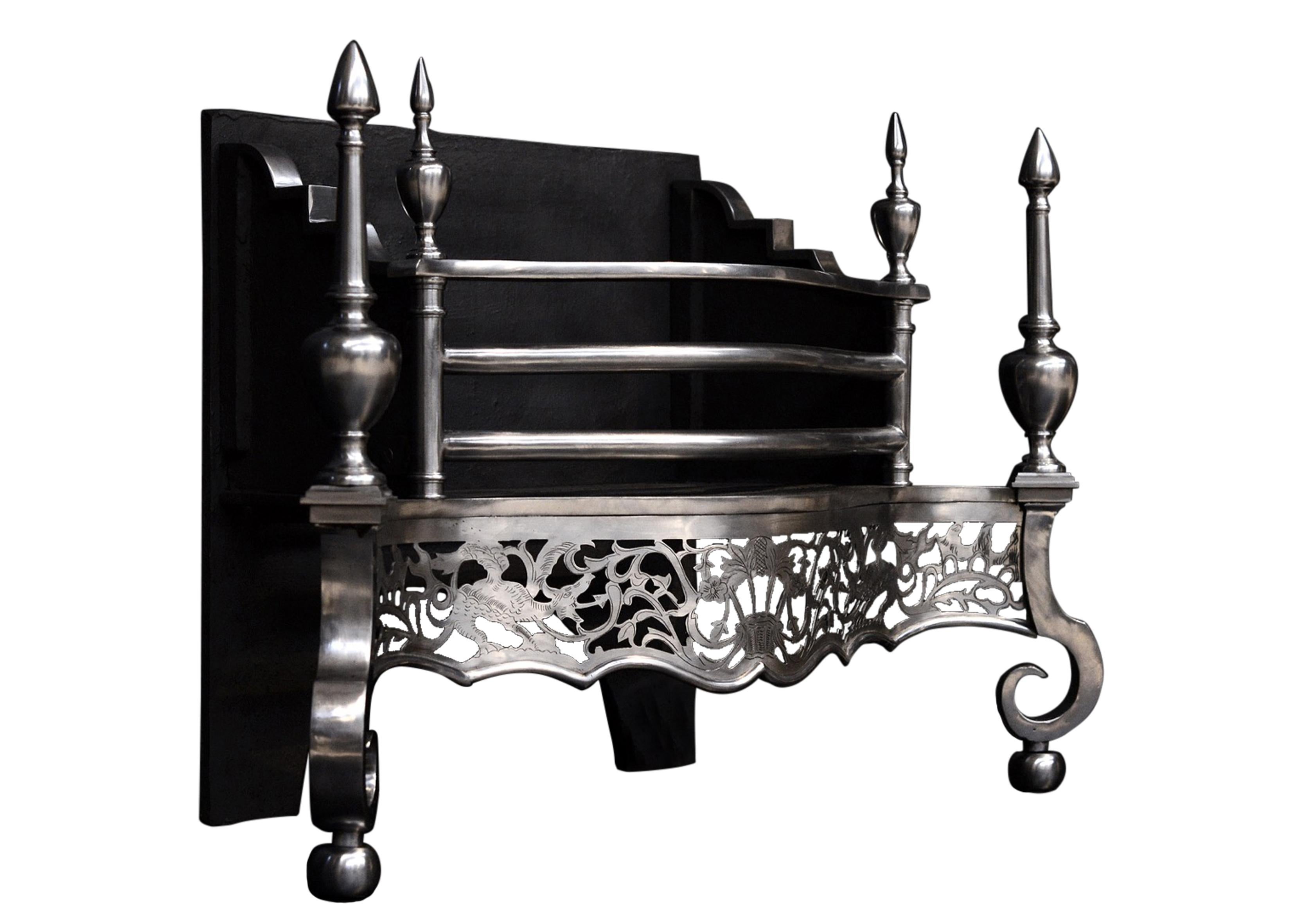 20th Century Good Quality Georgian Style English Steel Firegrate For Sale