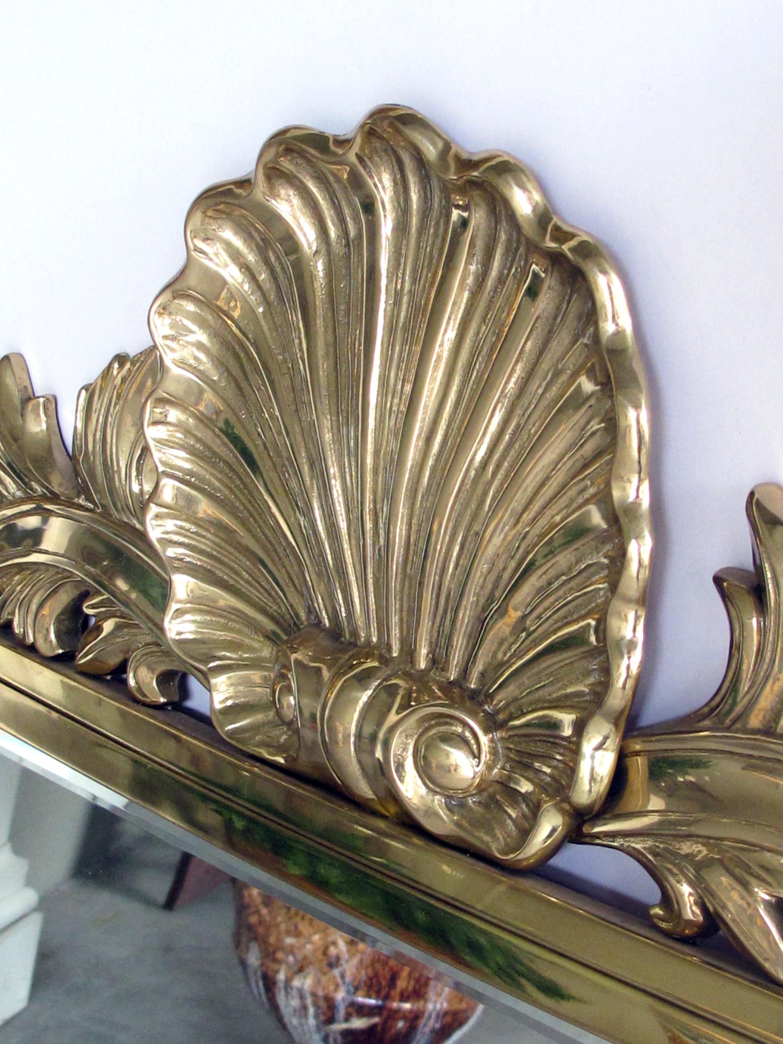 American Good Quality Italian Hollywood Regency Solid Brass Mirror; Decorative Crafts Inc