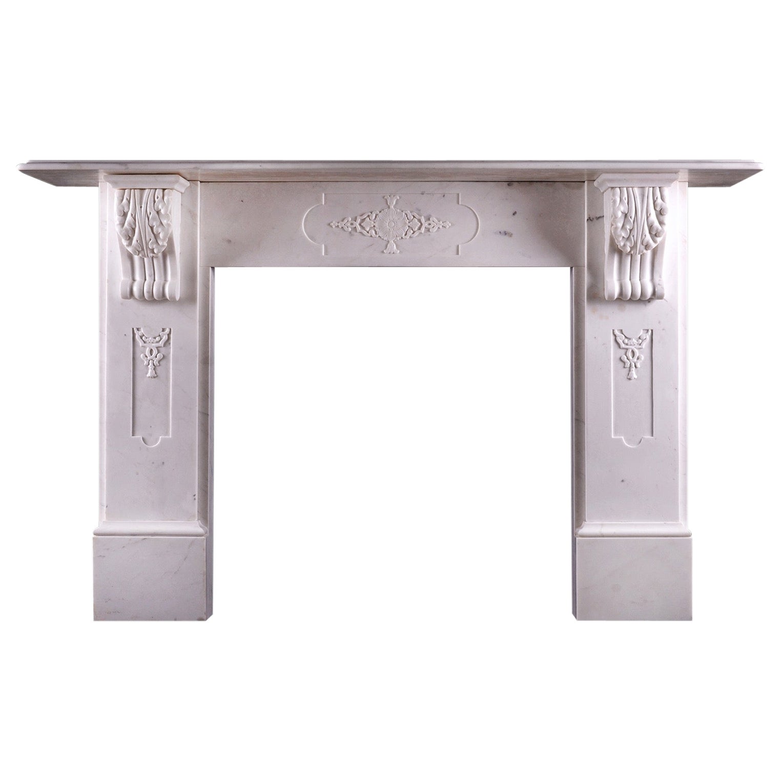 Good Quality Period Victorian Fireplace in Statuary White Marble
