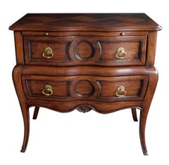 Good Quality Walnut Bombé-form 2-drawer Chest by Auffray & Co., NY