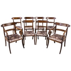 Good Set '6+2' of Regency Period Sabre Legged Mahogany Framed Chairs