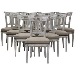Good Set of 10 French Painted Dining Chairs Good Set of 10 French Painted Dining Chairs