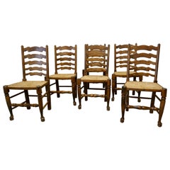 Good Set of 6 Farmhouse Ladder Back Dining Chairs