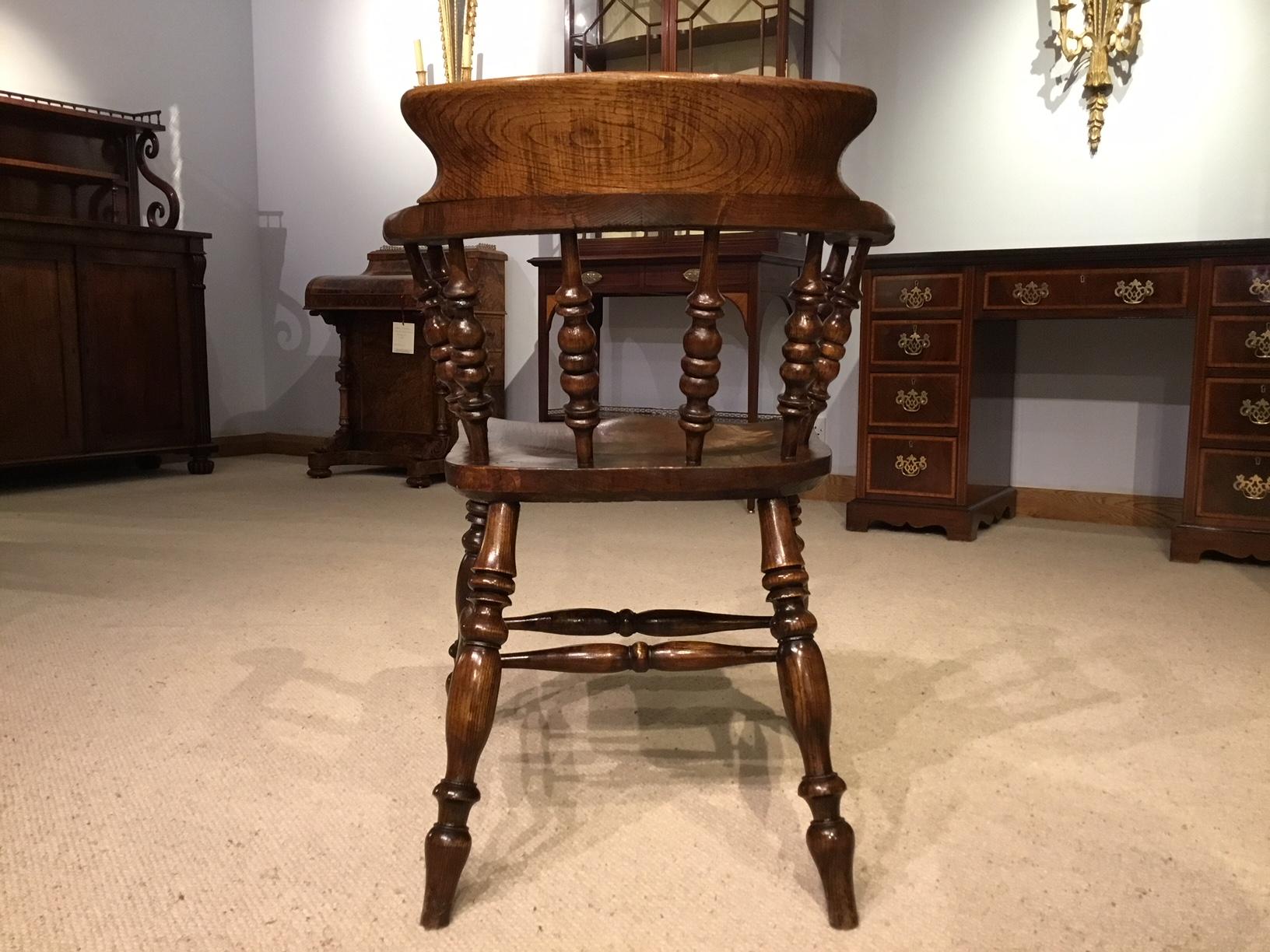 Good Set of Eight Ash and Elm Victorian Period Captains Chairs 6