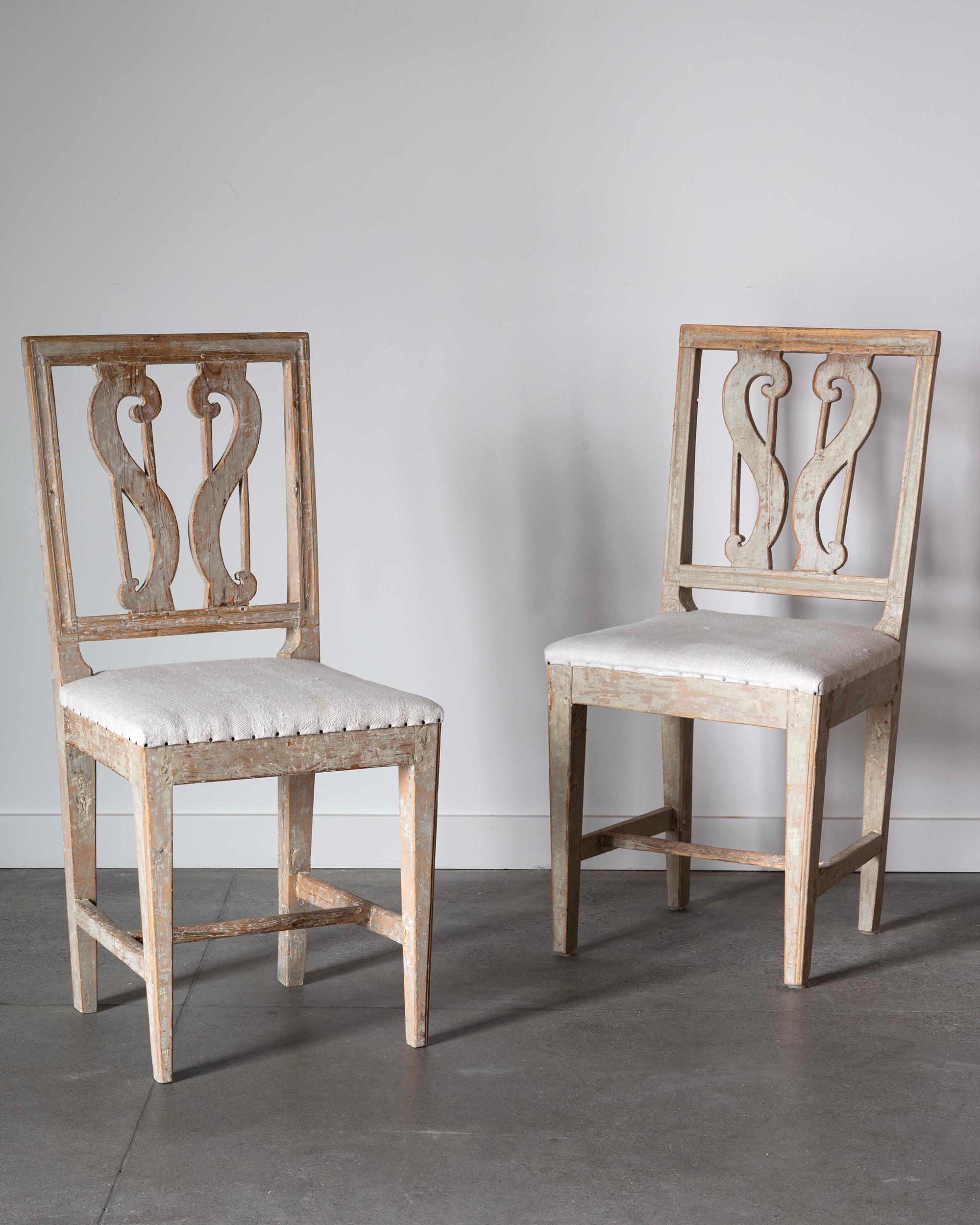 Good set of Six Swedish 19th c Provincial Gustavian Chairs For Sale 1