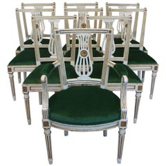 Antique Good Set of Ten Louis XVI Style Dining Chairs