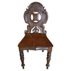 Antique Good Single English Mahogany Hall Chair