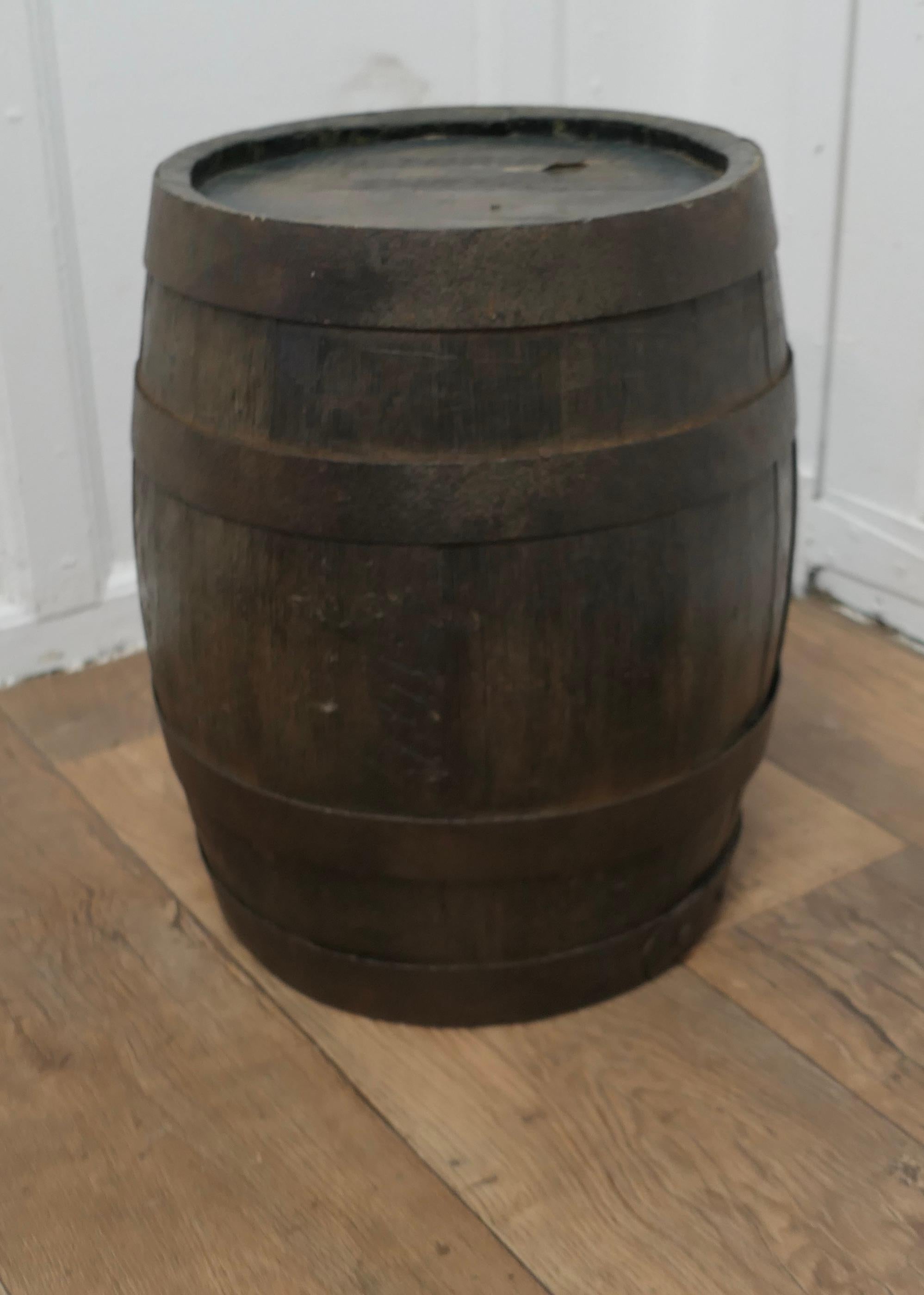 Country Good Size 19th Century Sheffield Oak Brewery Barrel, Table, Log Bin   For Sale