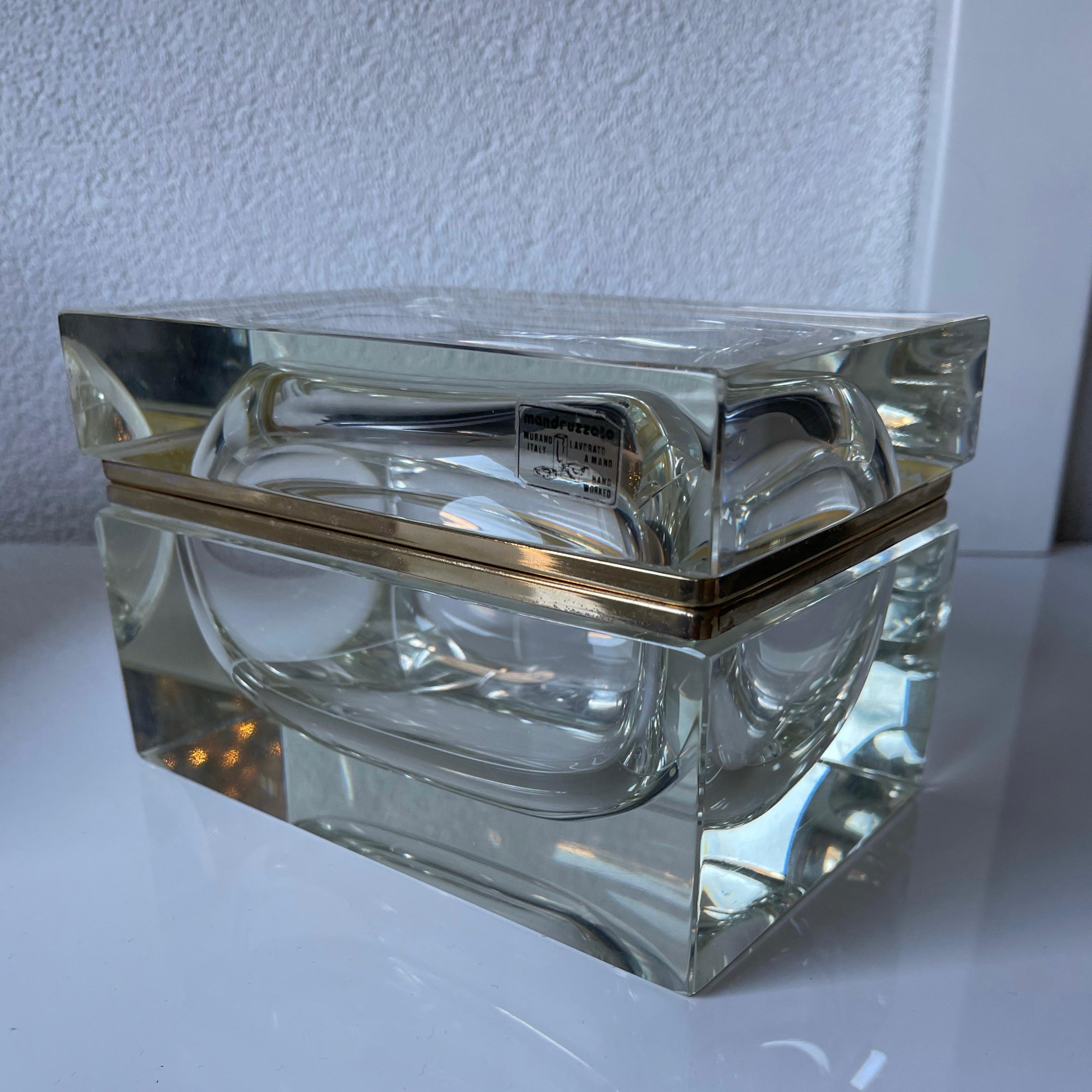 Good Size and Exceptional Murano Clear Glass Art Box Designed by ...