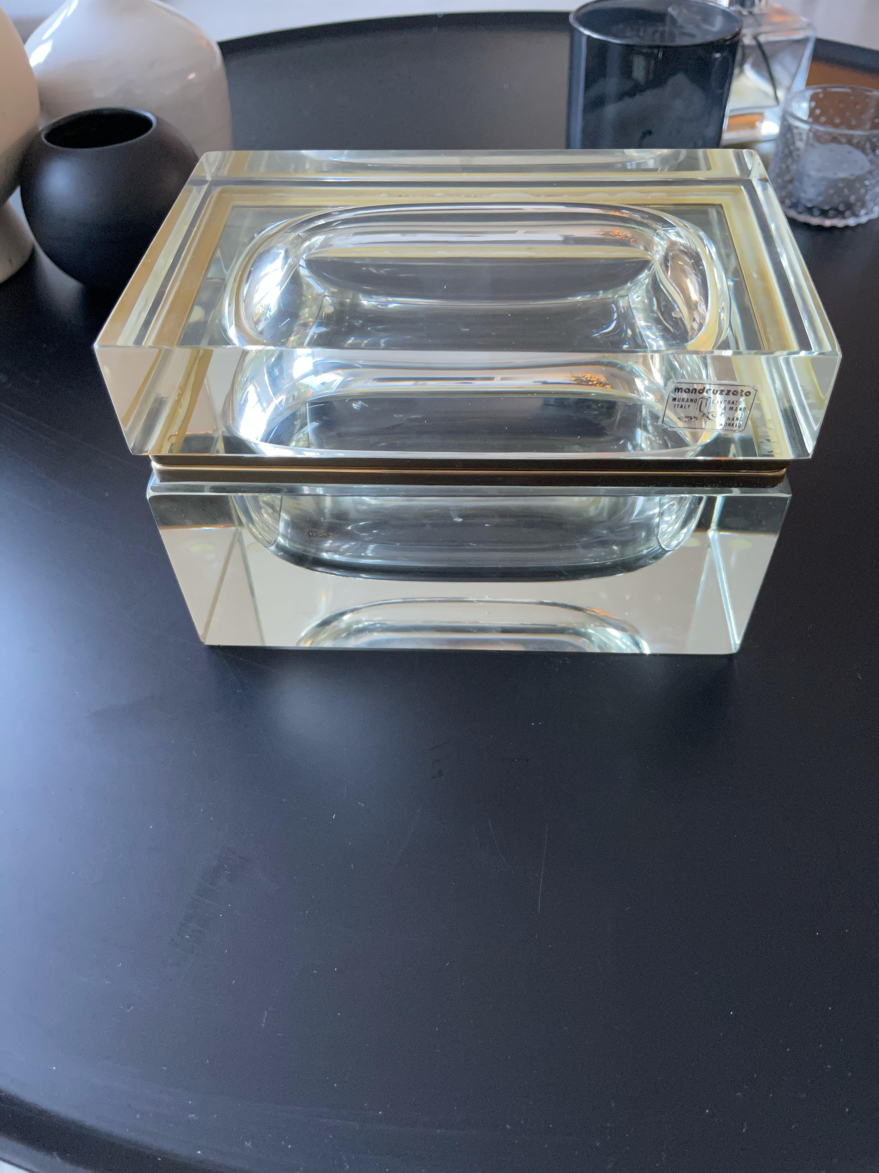Good Size and Exceptional Murano Clear Glass Art Box Designed by Mandruzzato 2