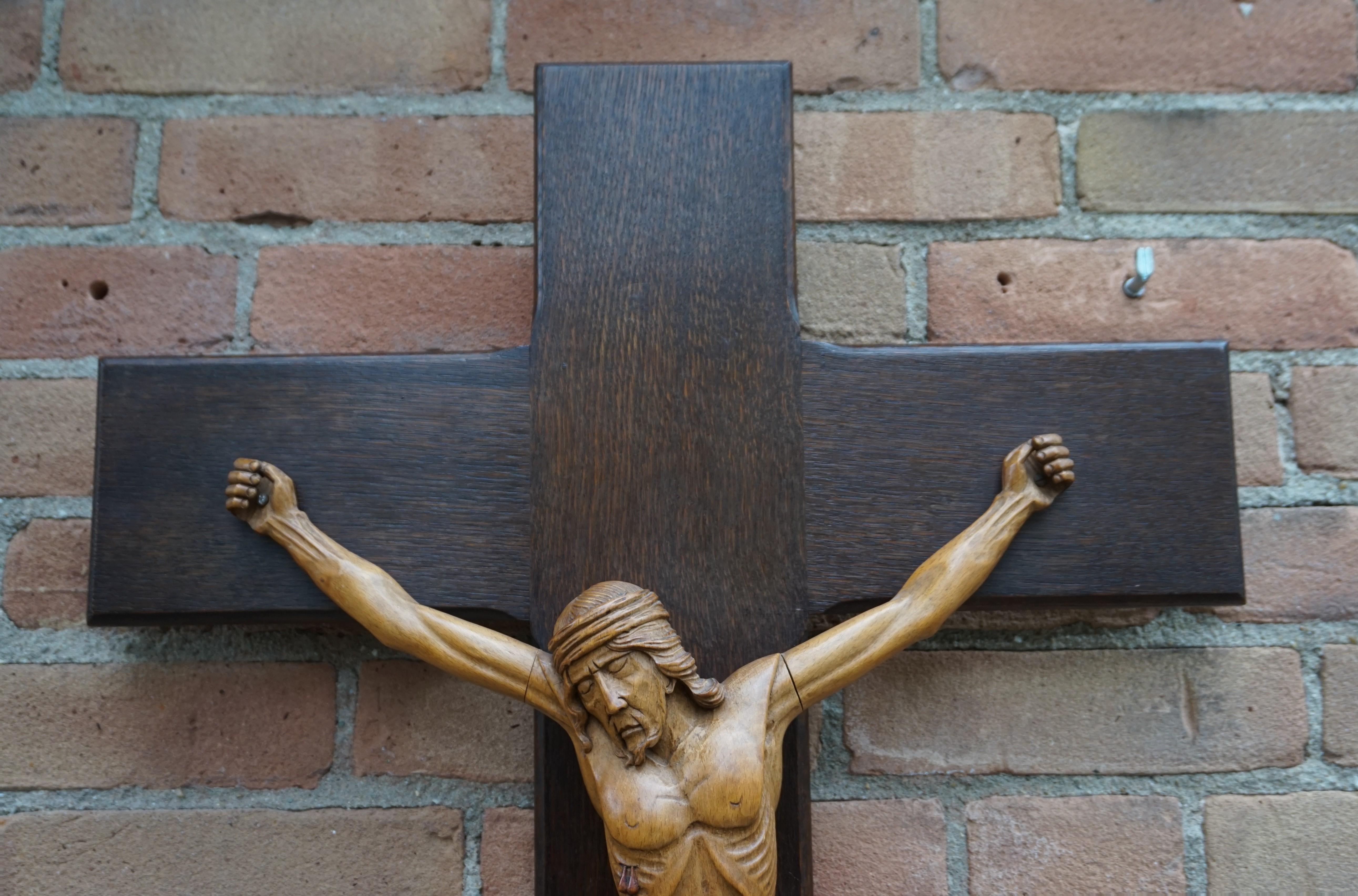 Hand-Carved Good Size and Hand Carved Mid to Early 20th Century Corpus of Christ or Crucifix