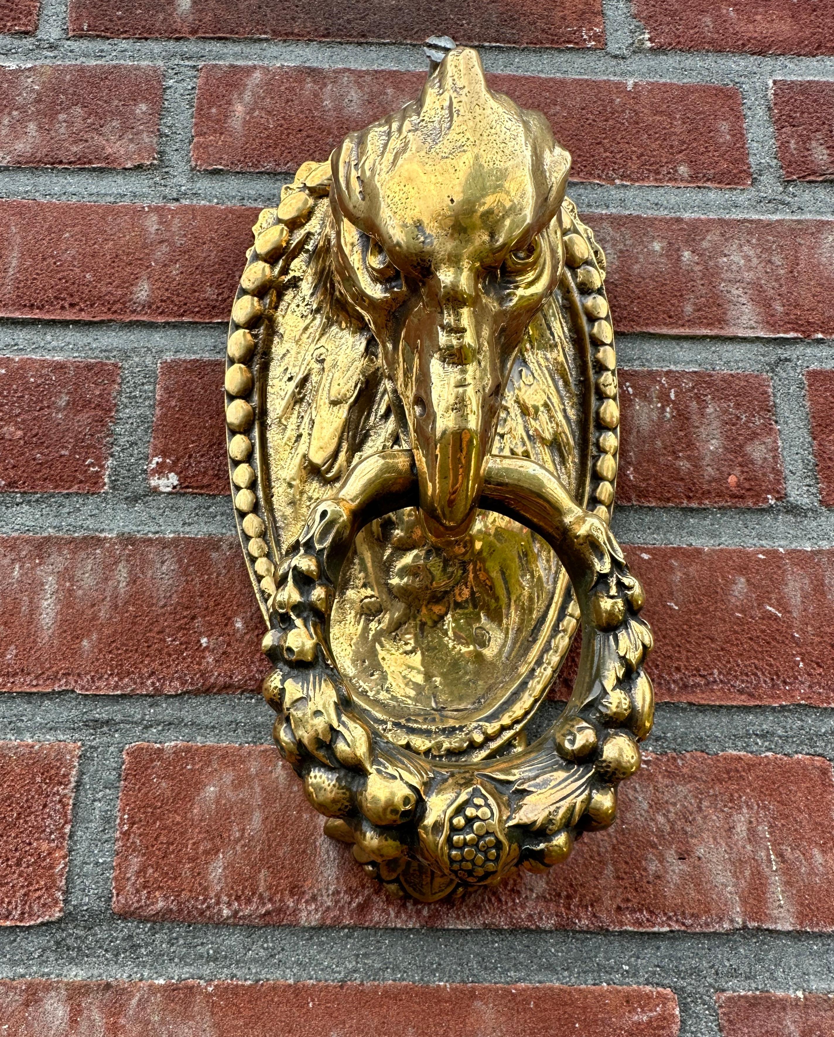 Good Size Antique & Monumental, Finest Bronze Eagle Head Sculpture Door Knocker  For Sale 5