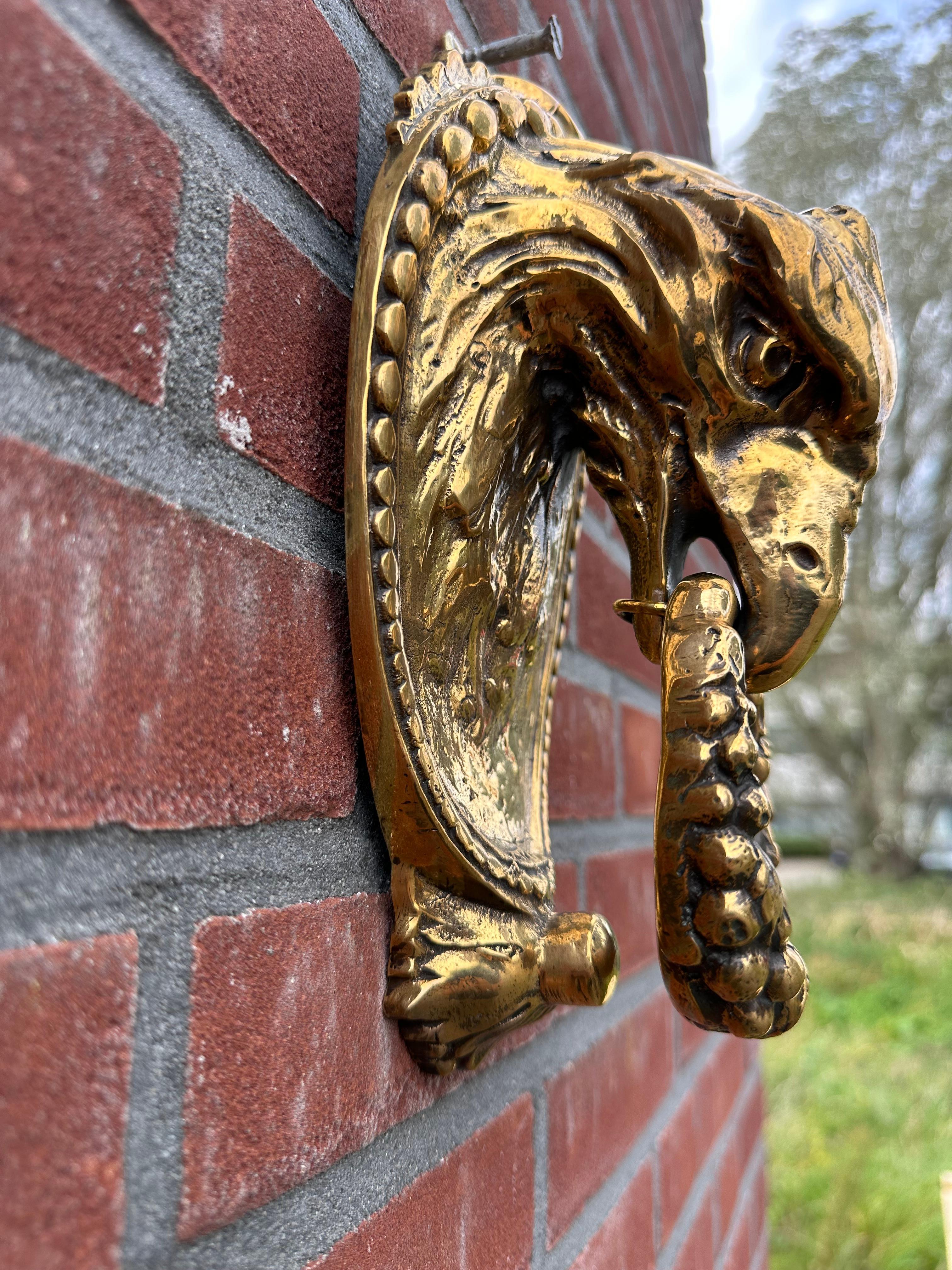 Good Size Antique & Monumental, Finest Bronze Eagle Head Sculpture Door Knocker  For Sale 6