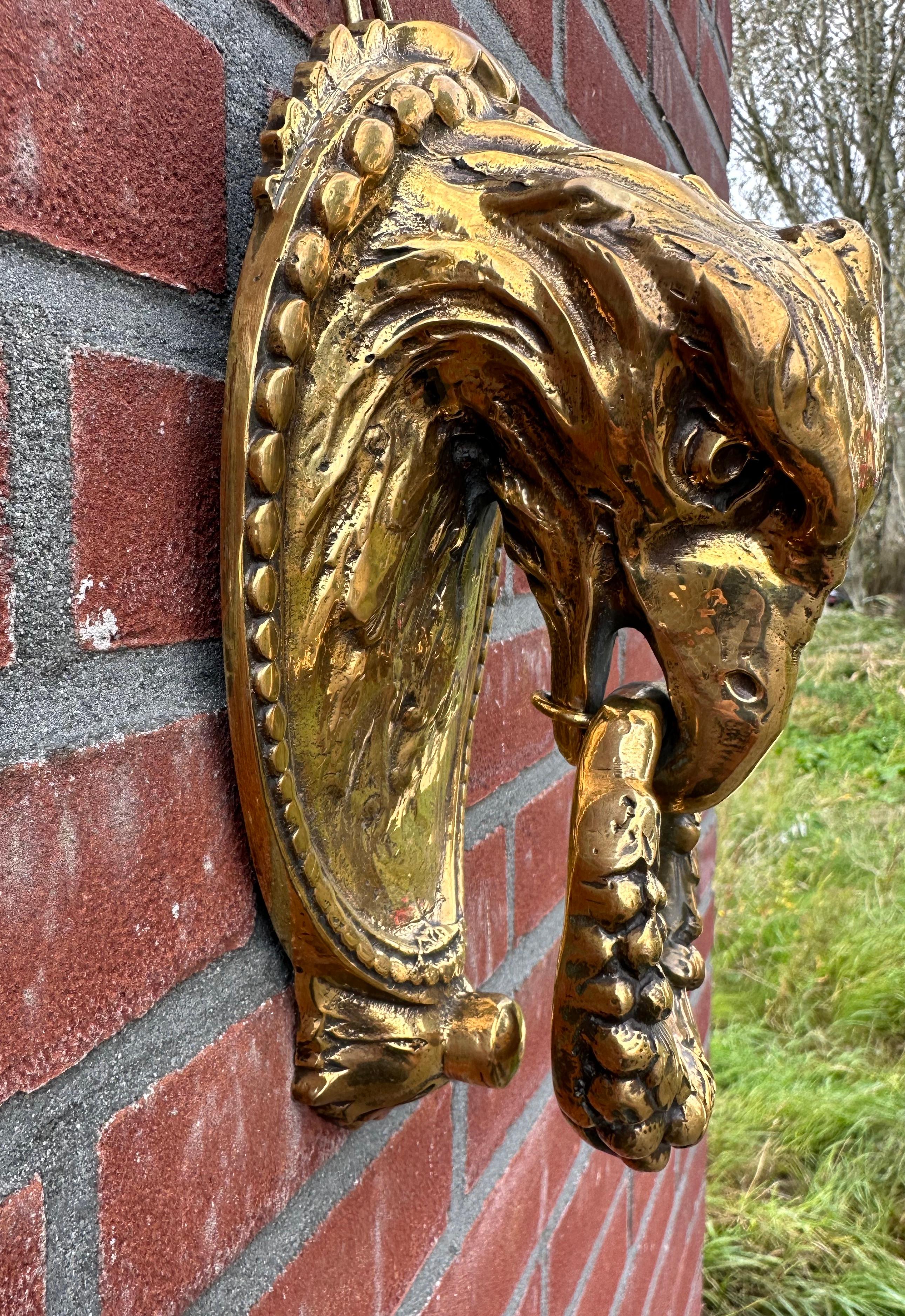 Good Size Antique & Monumental, Finest Bronze Eagle Head Sculpture Door Knocker  For Sale 7