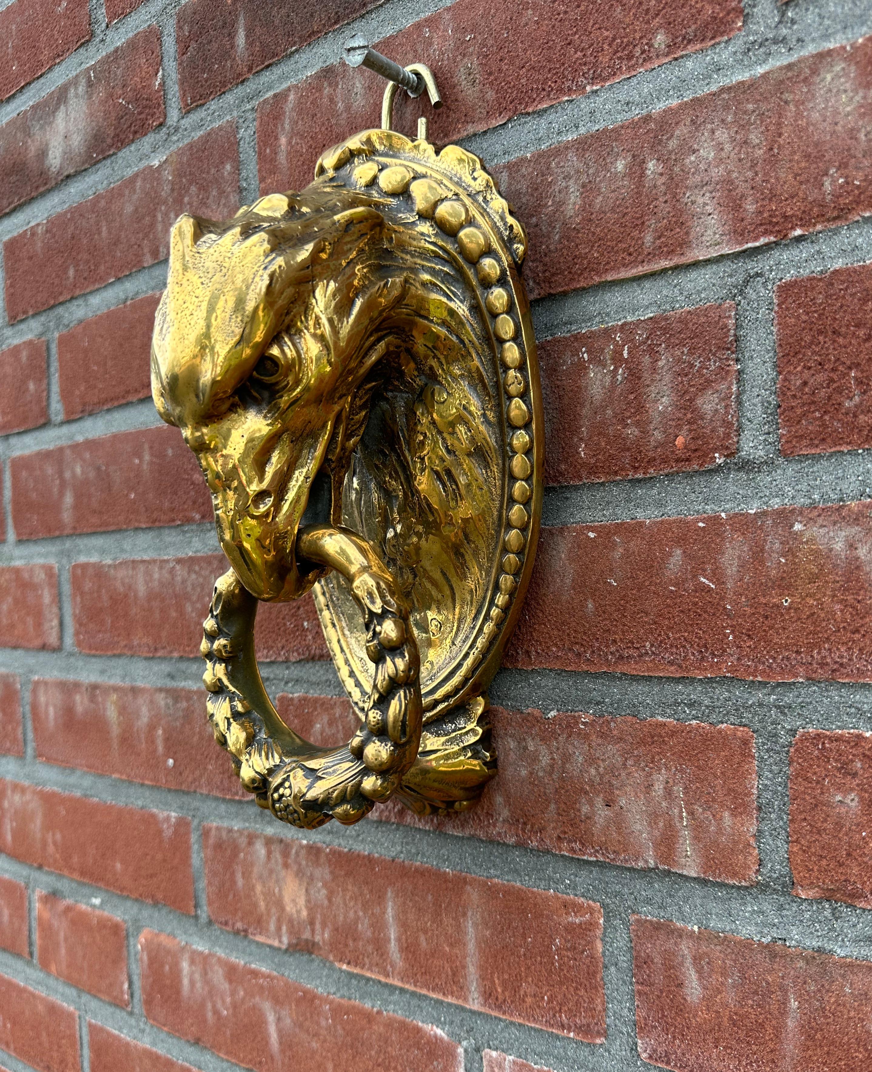 Good Size Antique & Monumental, Finest Bronze Eagle Head Sculpture Door Knocker  For Sale 8